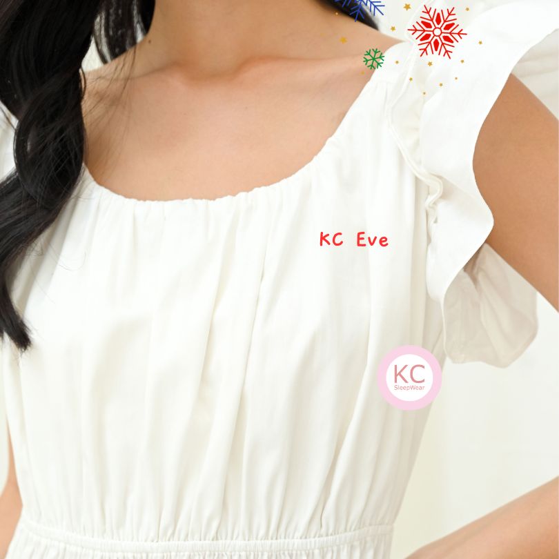 KC Eve in Pearl White Dress Wanita