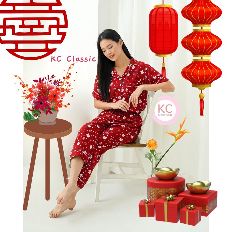 KC CLASSIC In Prosper Daisy Baju Tidur Wanita Celana Panjang Lengan Pendek