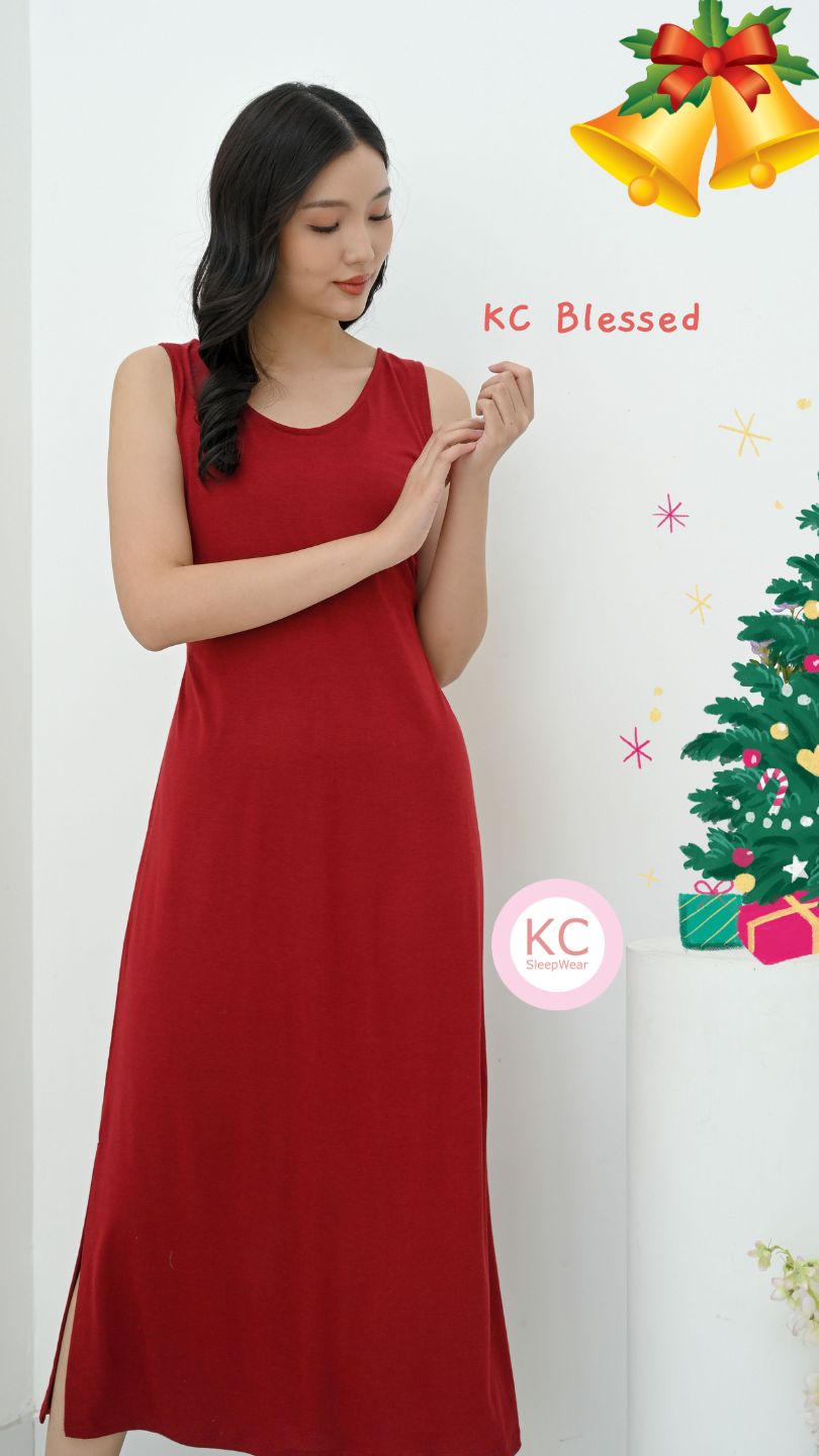 KC Blessed Dress Wanita Homdress Daster tanpa lengan baju rumah Dress jalan