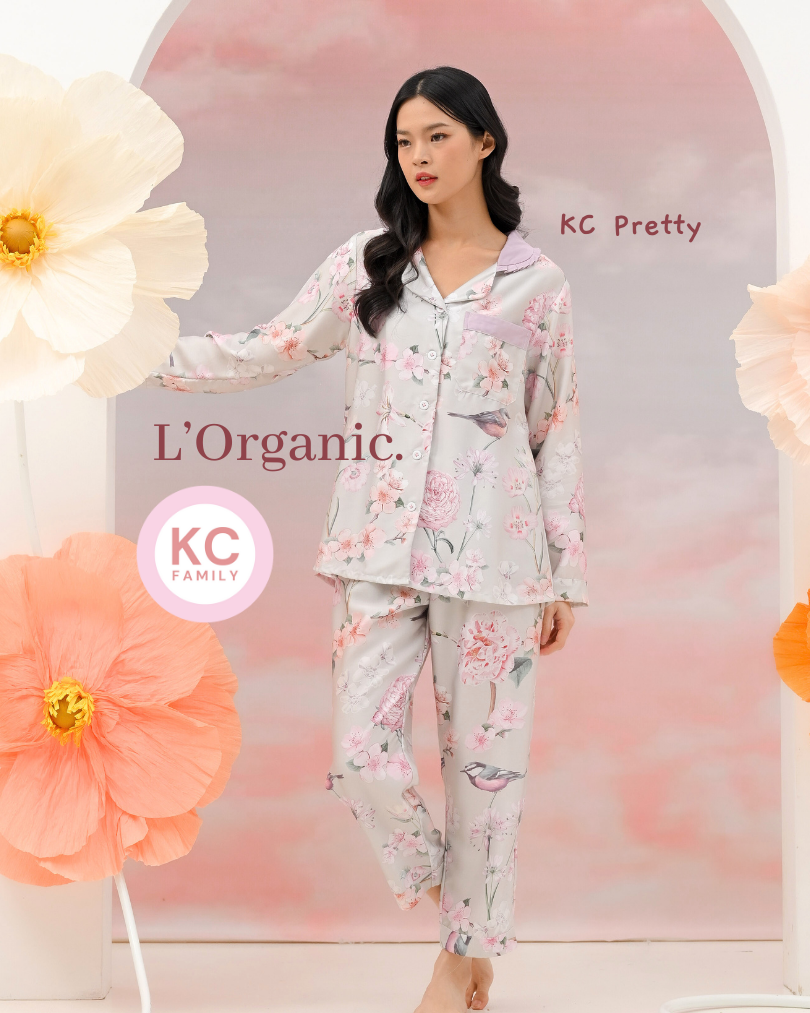 KC Pretty in Maison Fleur Baju Tidur Wanita Celana Panjang Lengan Panjang Organic