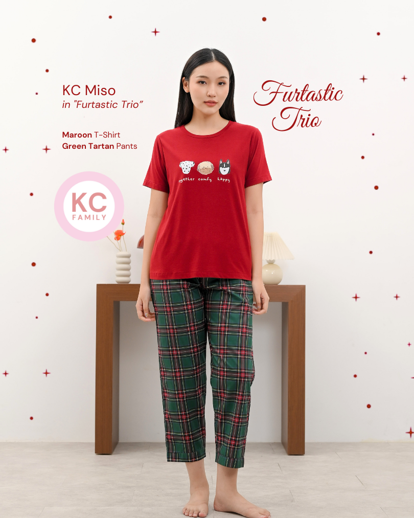 KC Miso in Furtastic Trio Baju Tidur Kaos Lengan Pendek Celana Panjang