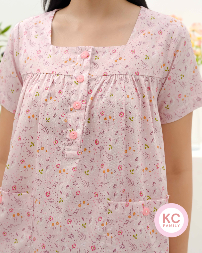 KC Habit in Floral Doodle Piyama Wanita Lengan Pendek Celana Panjang