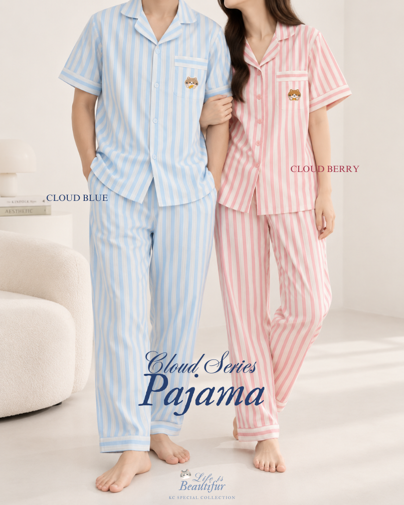 Classic Pajama in Cloud Series Piyama Wanita Baju Tidur Lengan Pendek Celana Panjang