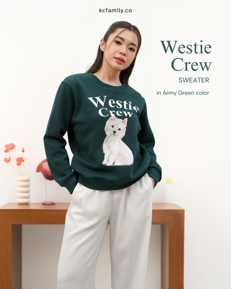 KC Sweater in Westie Crew Sweater Remaja Lengan Panjang