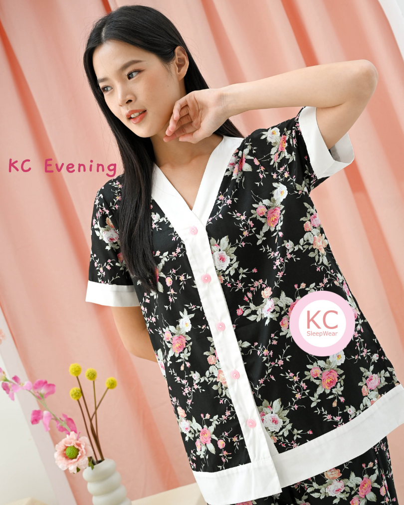 KC Evening in Darling Night Piyama Wanita Baju Tidur Lengan Pendek Celana Panjang