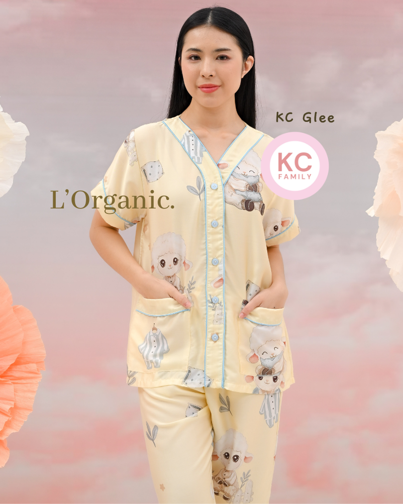 KC Glee in Dreamy Sheep Piyama Wanita  Baju Tidur Lengan Pendek Celana Panjang