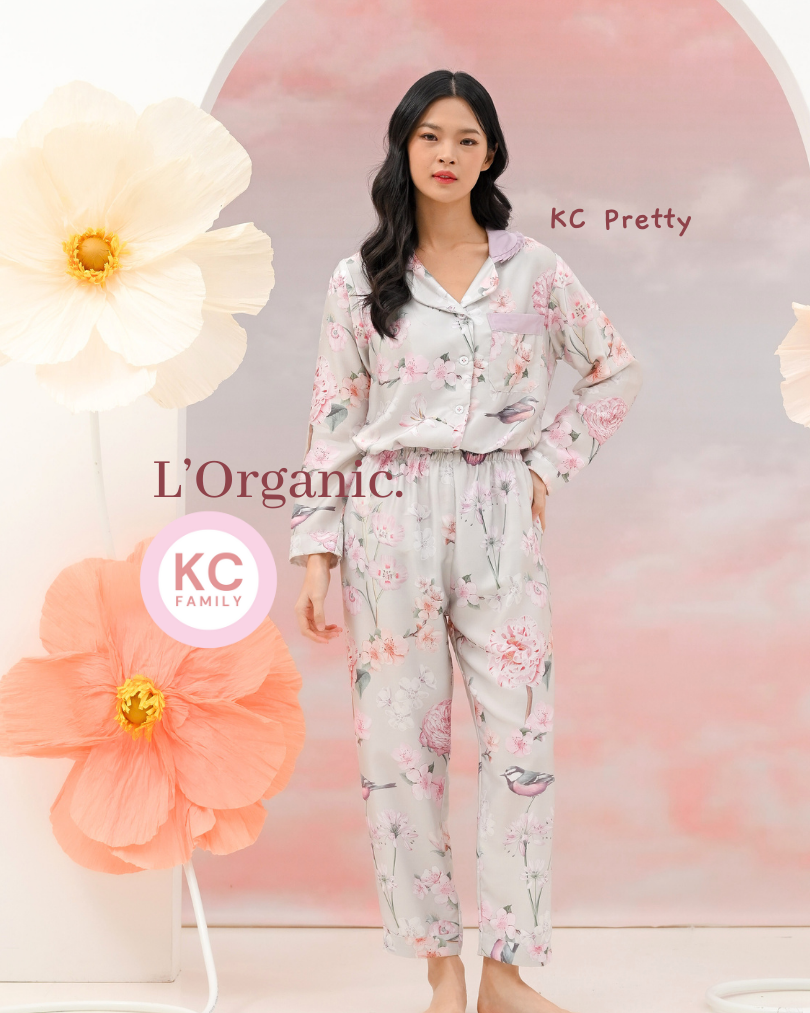 KC Pretty in Maison Fleur Baju Tidur Wanita Celana Panjang Lengan Panjang Organic
