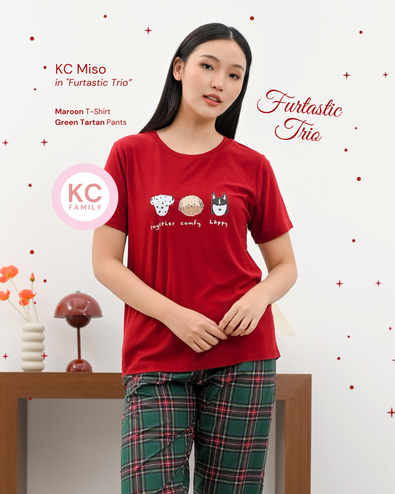 KC Miso in Furtastic Trio Baju Tidur Kaos Lengan Pendek Celana Panjang