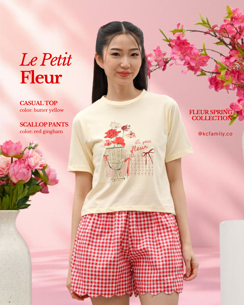 KC Casual Top in Le Petit Fleur Baju Kaos Lengan Pendek Dengan Celana Pendek