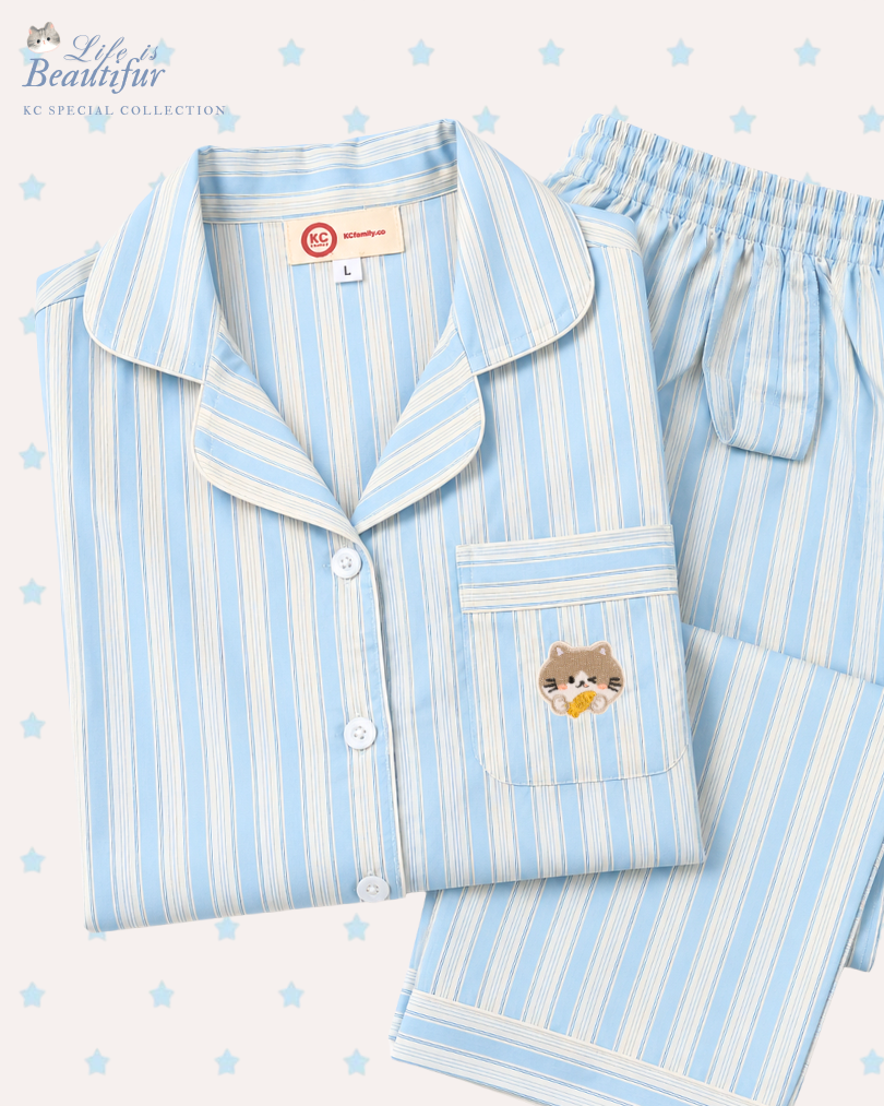 Classic Pajama in Cloud Series Piyama Wanita Baju Tidur Lengan Pendek Celana Panjang