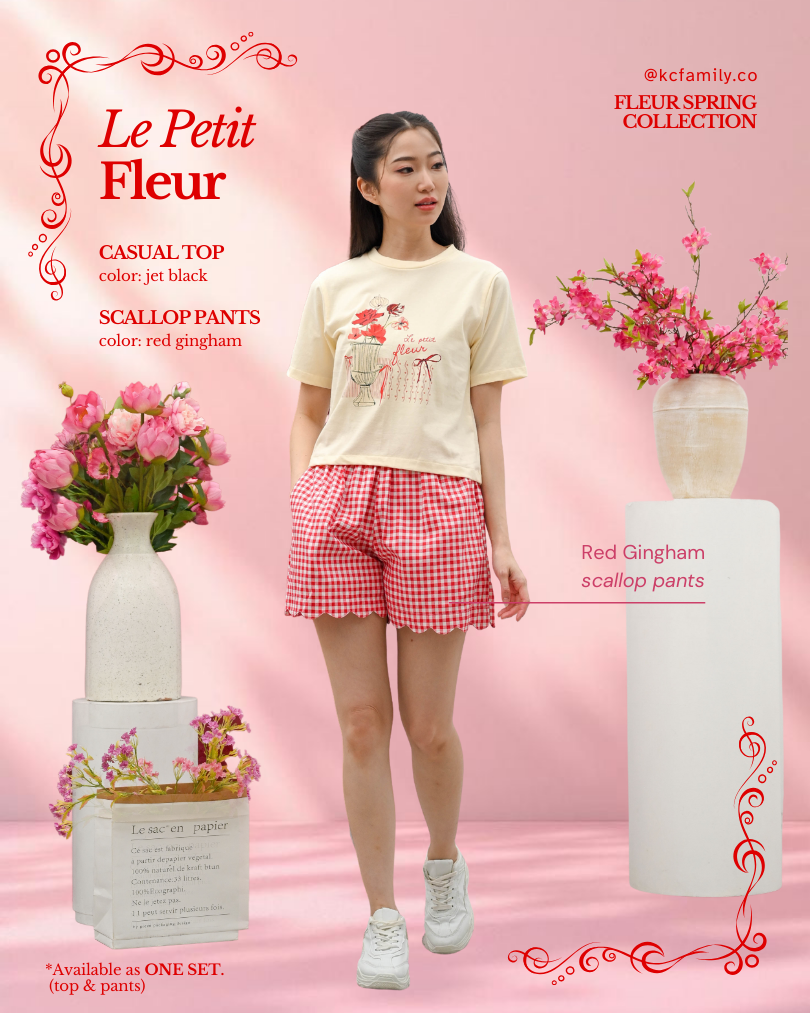 KC Casual Top in Le Petit Fleur Baju Kaos Lengan Pendek Dengan Celana Pendek