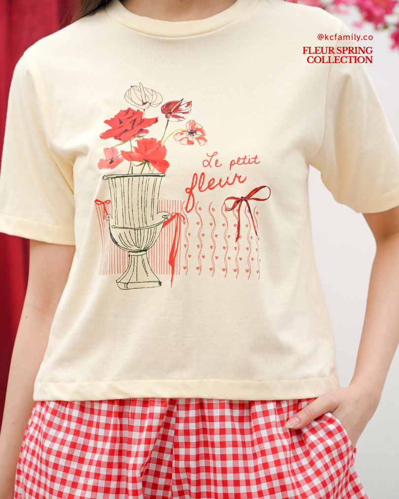 KC Casual Top in Le Petit Fleur Baju Kaos Lengan Pendek Dengan Celana Pendek