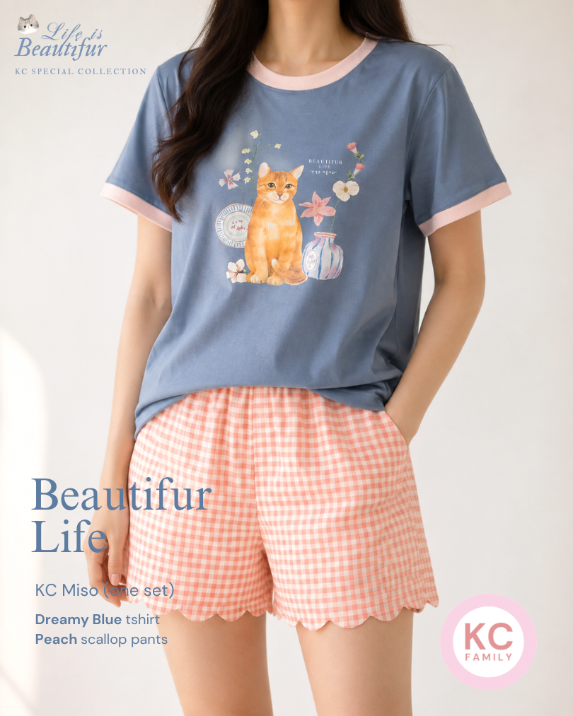 KC MISO in Beautifur Life Baju Kaos Dengan Celana Pendek Piyama Kaos