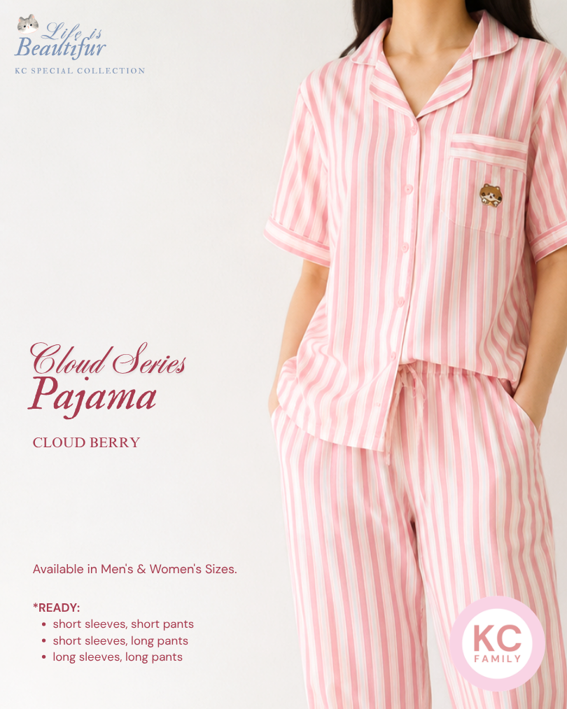 Classic Pajama in Cloud Series Piyama Wanita Baju Tidur Lengan Pendek Celana Panjang
