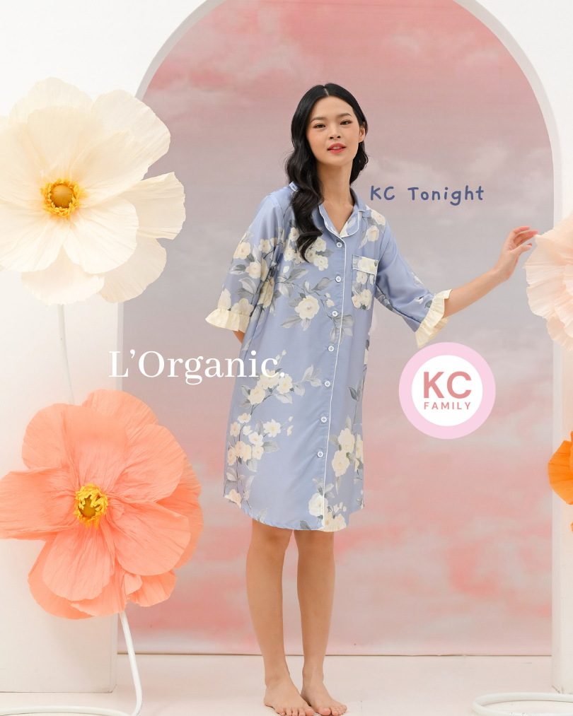 Classic Sleepdress in Belle Epoque  Daster Wanita Baju Tidur Lengan 3/4