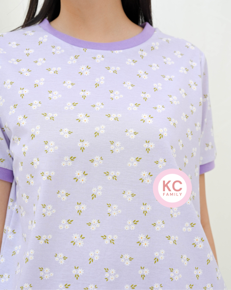 KC Miso in Daisy Periwinkle Piyama Baju Tidur Kaos Lengan Pendek Celana Pendek