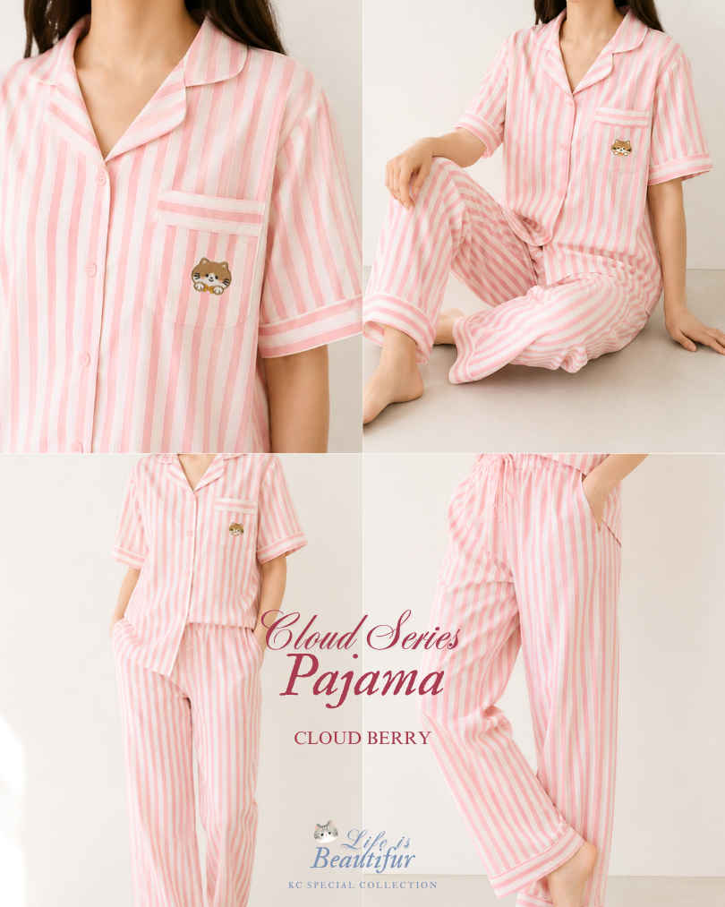 Classic Pajama in Cloud Series Piyama Wanita Baju Tidur Lengan Pendek Celana Panjang