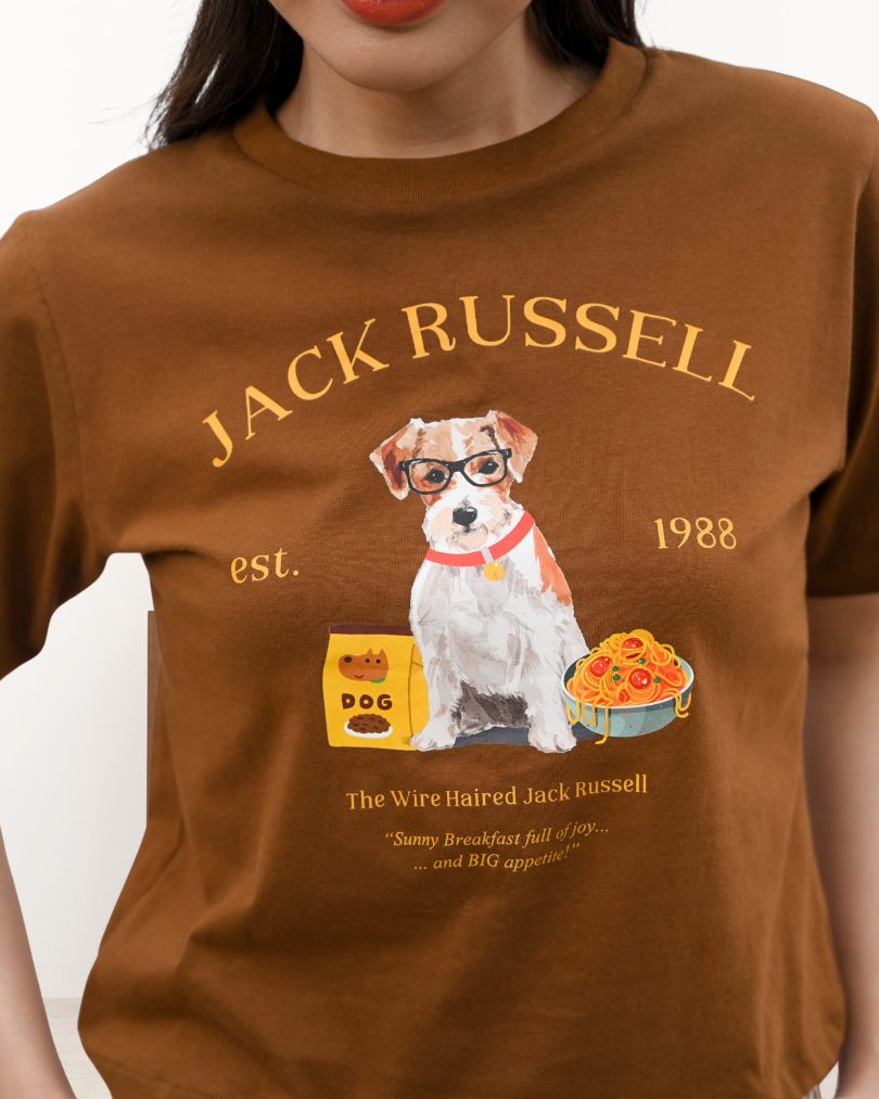 KC Casual Top in Jack Russell Baju Kaos Lengan Pendek dengan Celana Pendek