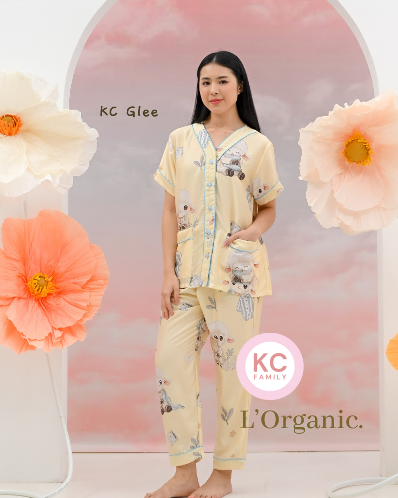 KC Glee in Dreamy Sheep Piyama Wanita  Baju Tidur Lengan Pendek Celana Panjang