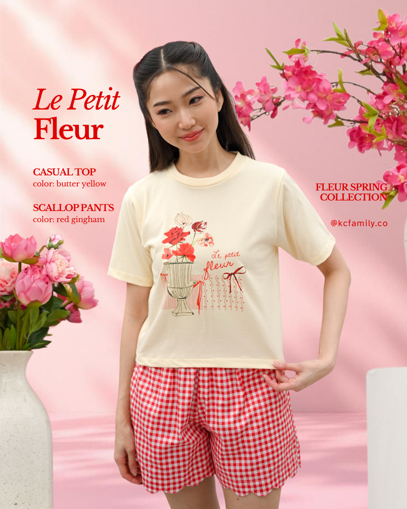 KC Casual Top in Le Petit Fleur Baju Kaos Lengan Pendek Dengan Celana Pendek