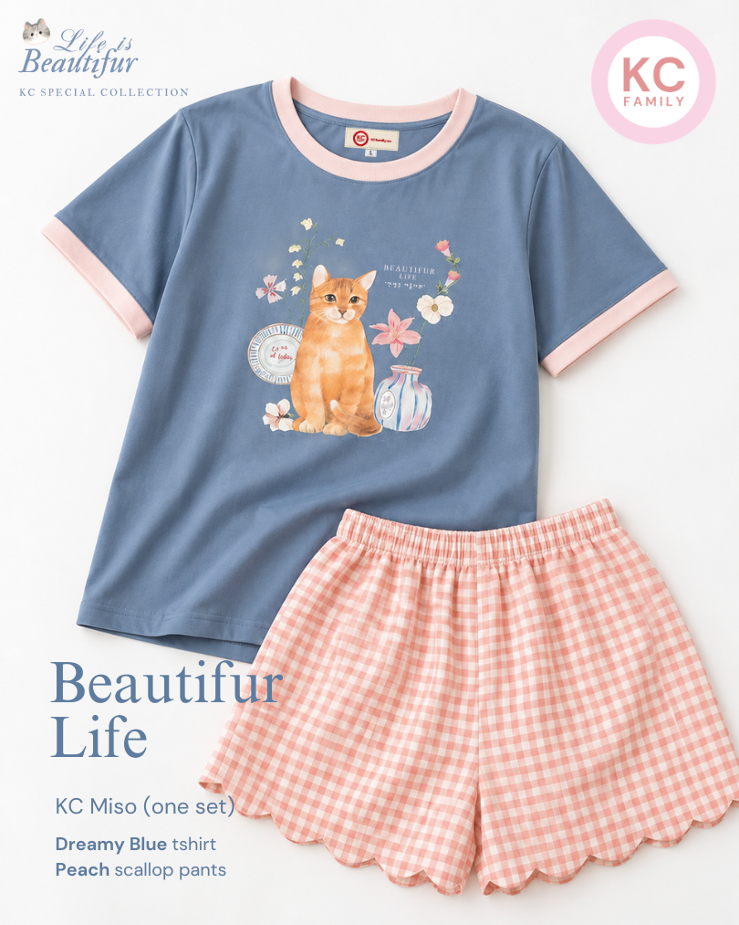KC MISO in Beautifur Life Baju Kaos Dengan Celana Pendek Piyama Kaos