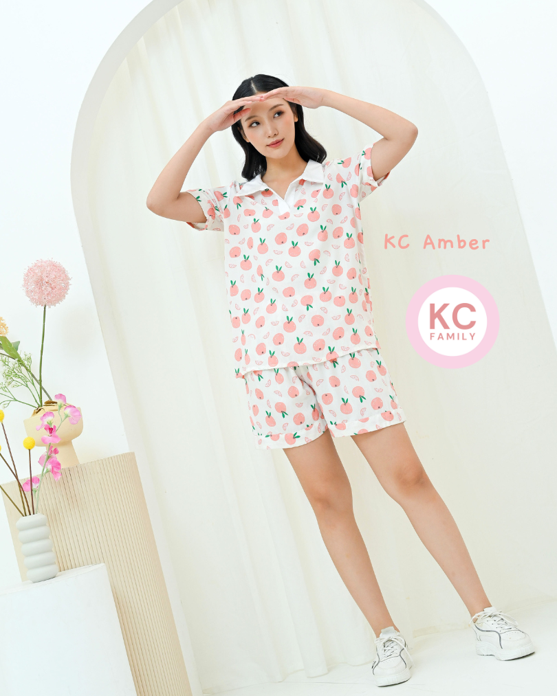 KC Amber in Sunny Citrus Piyama Wanita Lengan Pendek Celana Panjang