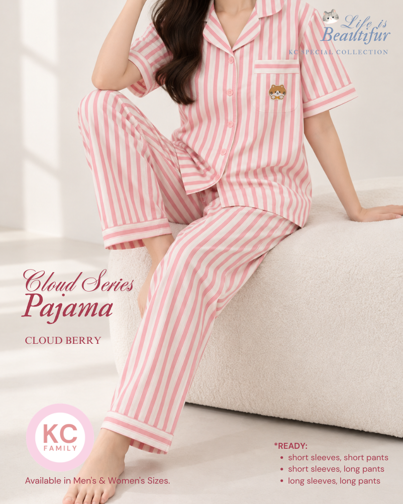 Classic Pajama in Cloud Series Piyama Wanita Baju Tidur Lengan Pendek Celana Panjang