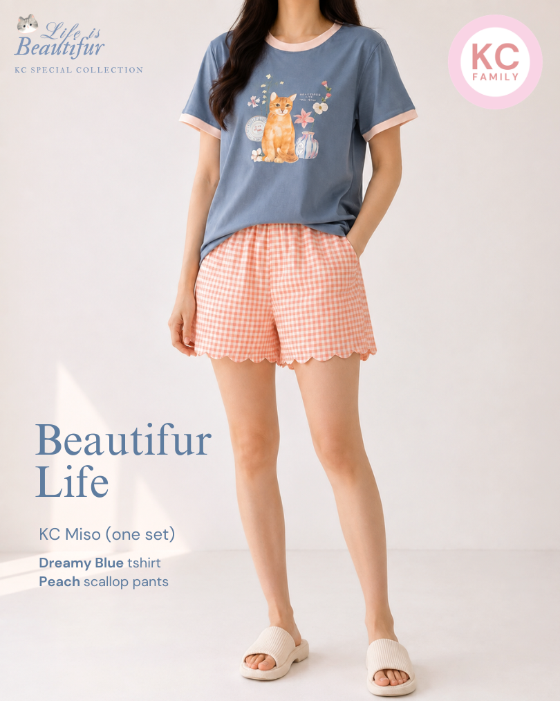 KC MISO in Beautifur Life Baju Kaos Dengan Celana Pendek Piyama Kaos