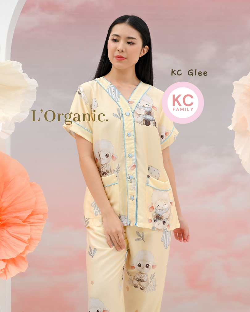 KC Glee in Dreamy Sheep Piyama Wanita  Baju Tidur Lengan Pendek Celana Panjang
