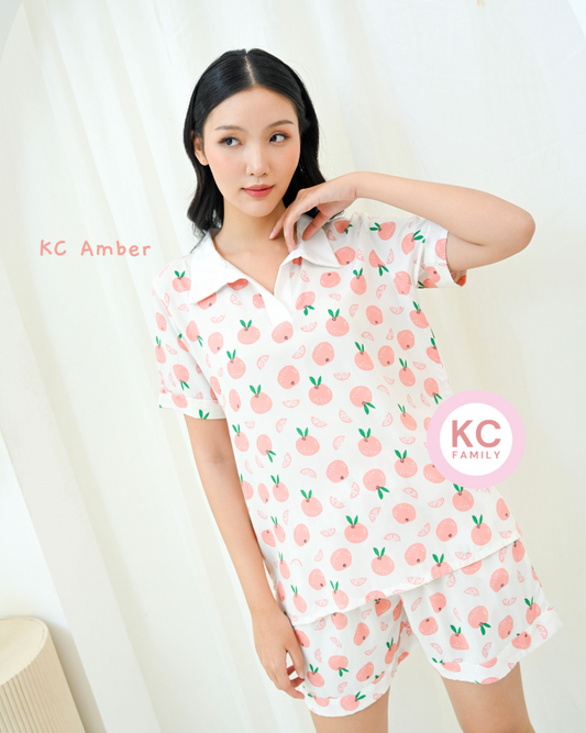 KC Amber in Sunny Citrus Piyama Wanita Lengan Pendek Celana Panjang