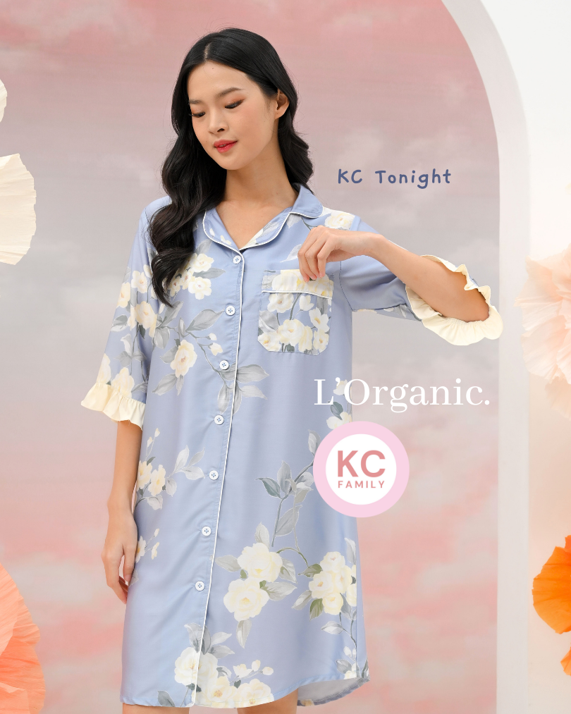 Classic Sleepdress in Belle Epoque  Daster Wanita Baju Tidur Lengan 3/4