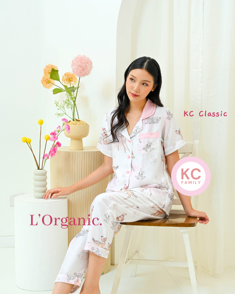 KC Classic In Blushing Bambi Piyama Wanita Baju Tidur Lengan Pendek Celana Panjang