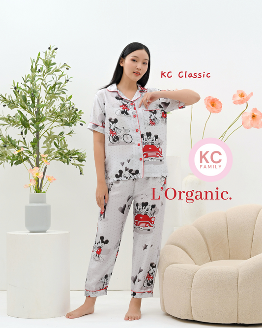 KC Classic in Mickey's Eiffe Piyama Wanita Baju Tidur Lengan Pendek Celana Panjang