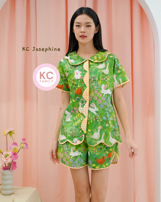 KC Josephine in Garden Bunny Baju Tidur Wanita Piyama Celana Pendek Lengan Pendek
