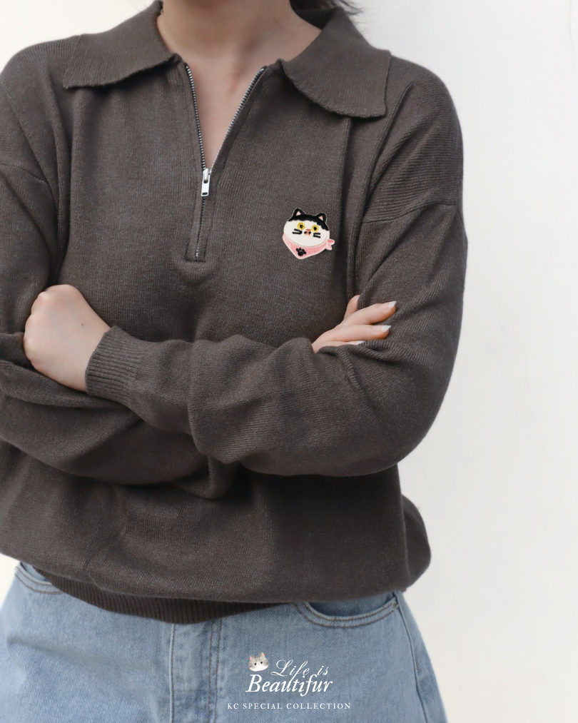 KC Zipper Knit in Cool Taffy Baju Wanita Lengan Panjang