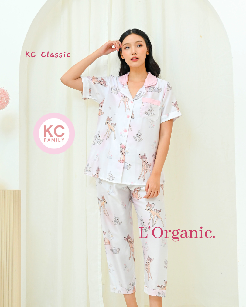 KC Classic In Blushing Bambi Piyama Wanita Baju Tidur Lengan Pendek Celana Panjang