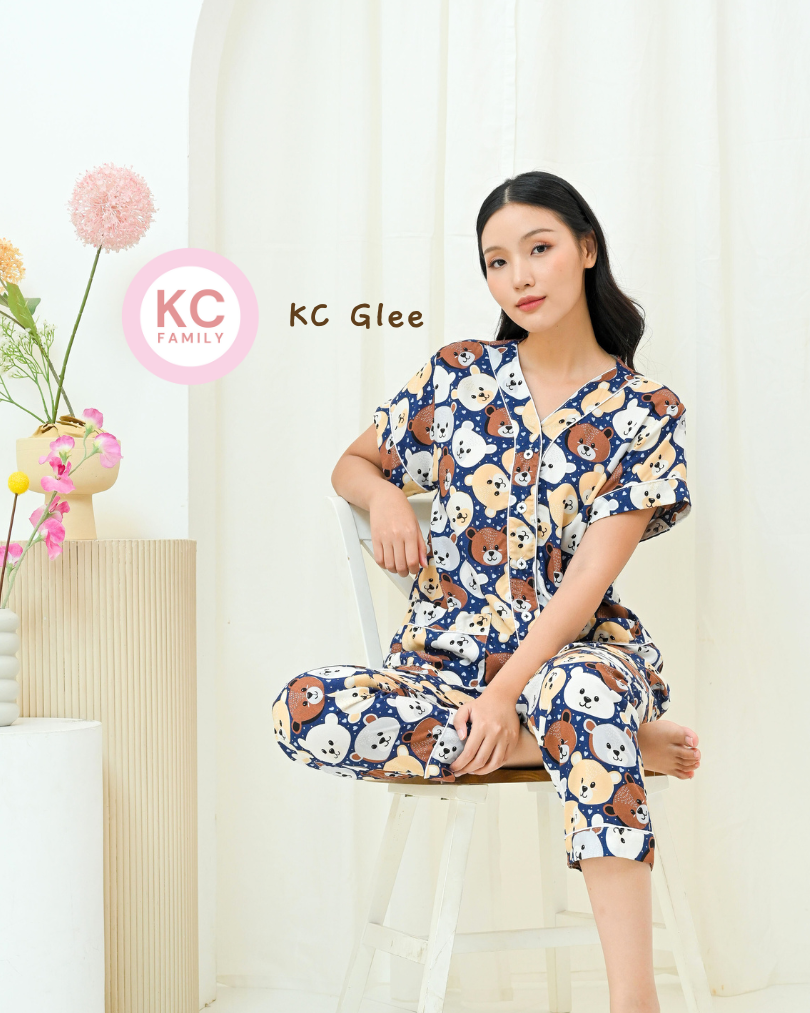 KC Glee in Frosty Bear Piyama Wanita Baju Tidur Lengan Pendek Celana Panjang