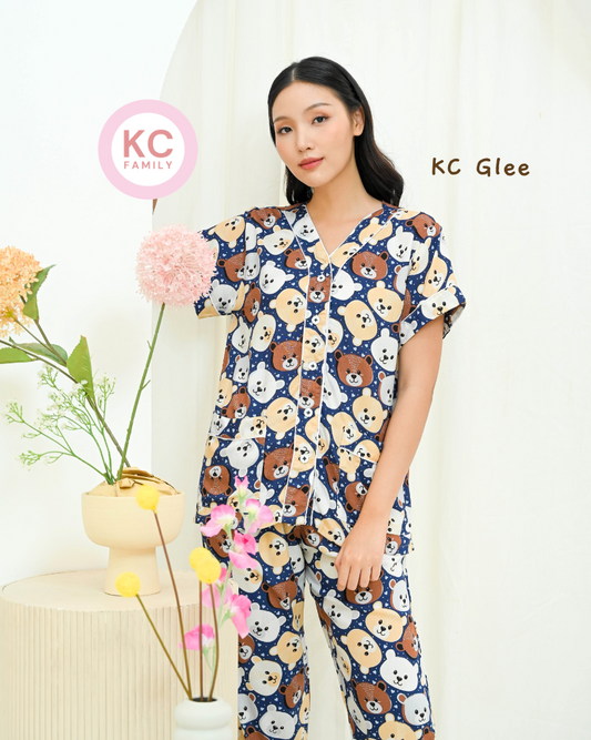 KC Glee in Frosty Bear Piyama Wanita Baju Tidur Lengan Pendek Celana Panjang