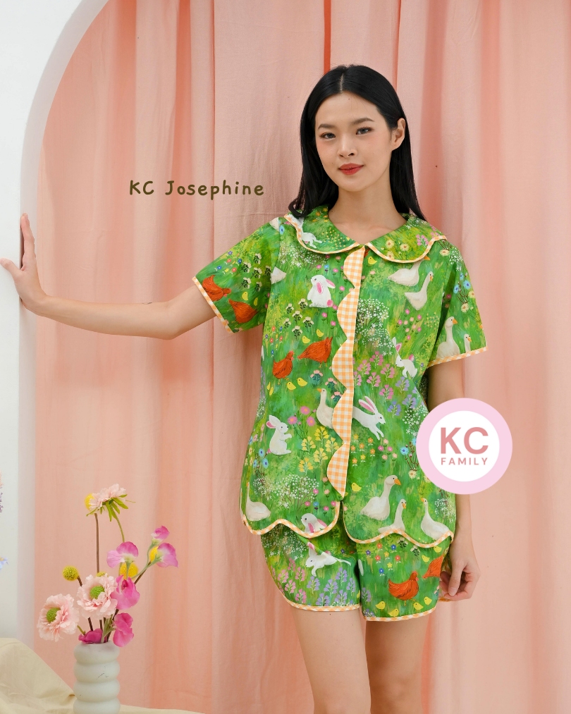 KC Josephine in Garden Bunny Baju Tidur Wanita Piyama Celana Pendek Lengan Pendek