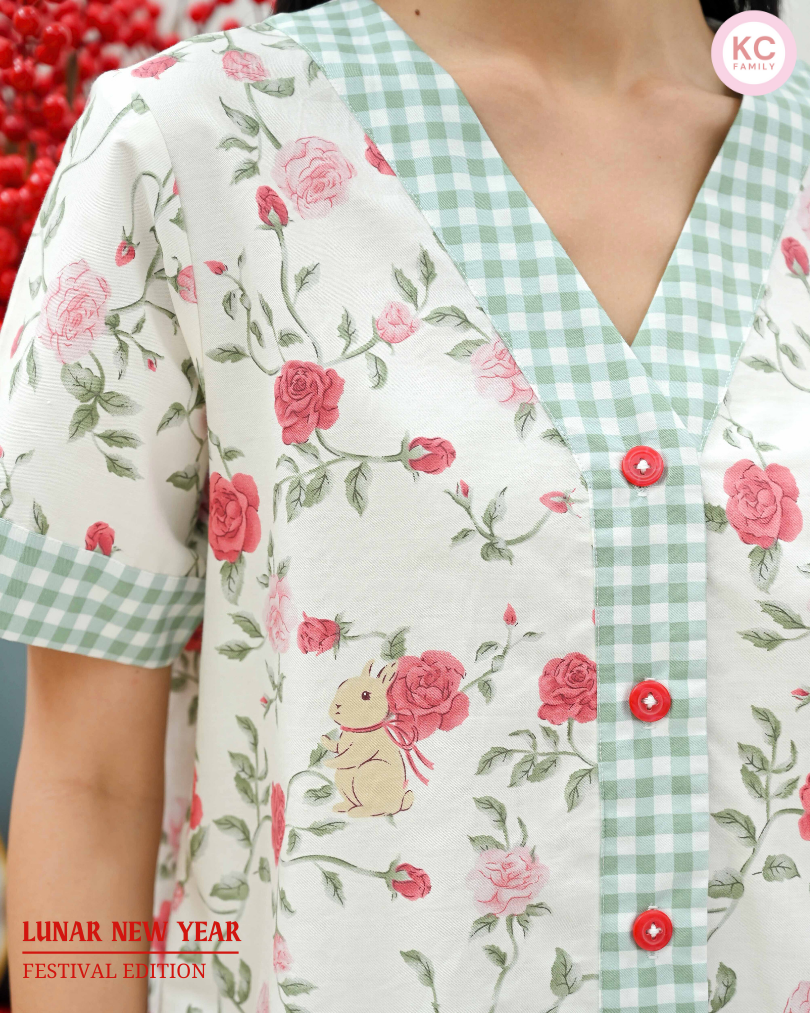 KC Evening In Rosey Bunny  Piyama Wanita  Baju Tidur Lengan Pendek Celana Panjang