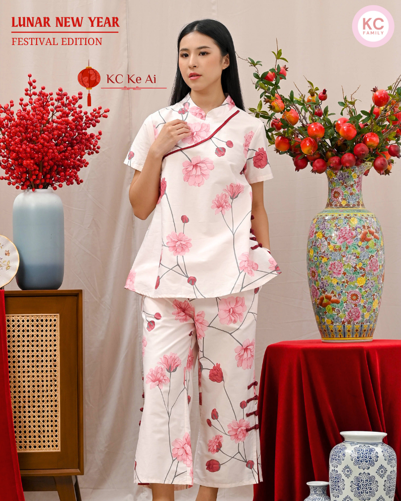 KC Ke Ai in Camellia Blush Baju Imlek Ceongsam CNY Baju Shanghai