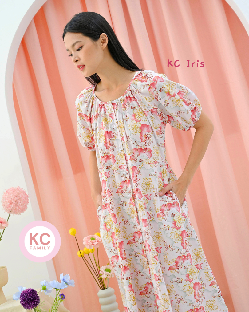 KC Iris in Crimsom Gleam Dress Daster Homedress Wanita