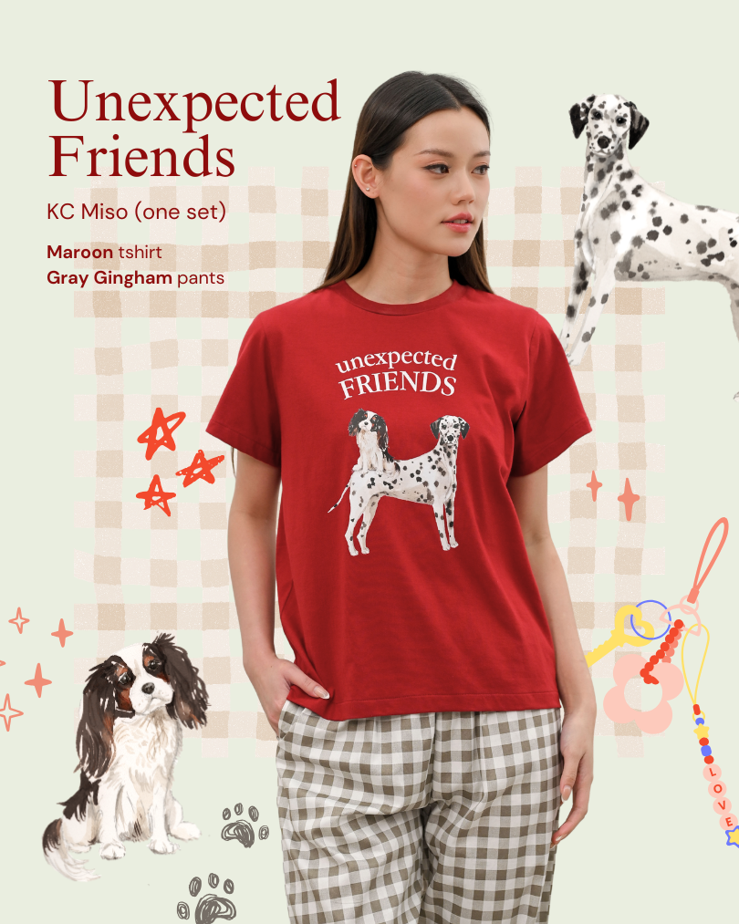 KC Miso In Unexpected Friends Baju Kaos dengan Celana Pendek Piyama Kaos