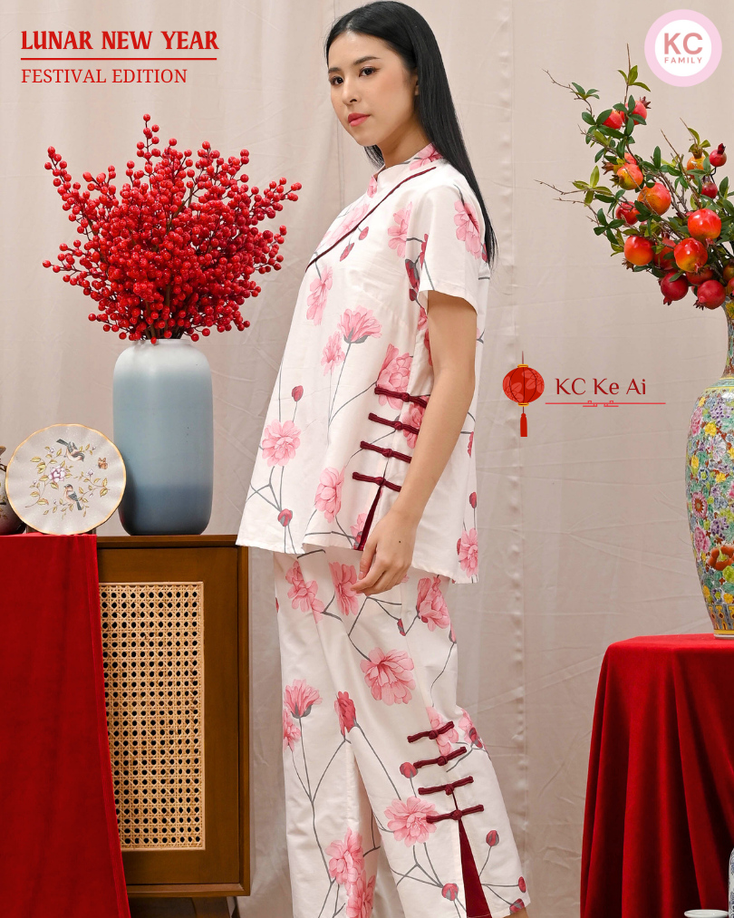 KC Ke Ai in Camellia Blush Baju Imlek Ceongsam CNY Baju Shanghai