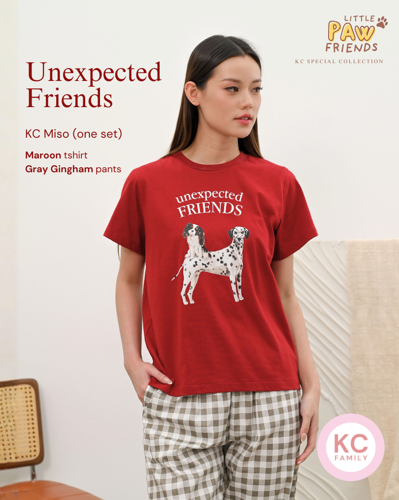 KC Miso In Unexpected Friends Baju Kaos dengan Celana Pendek Piyama Kaos
