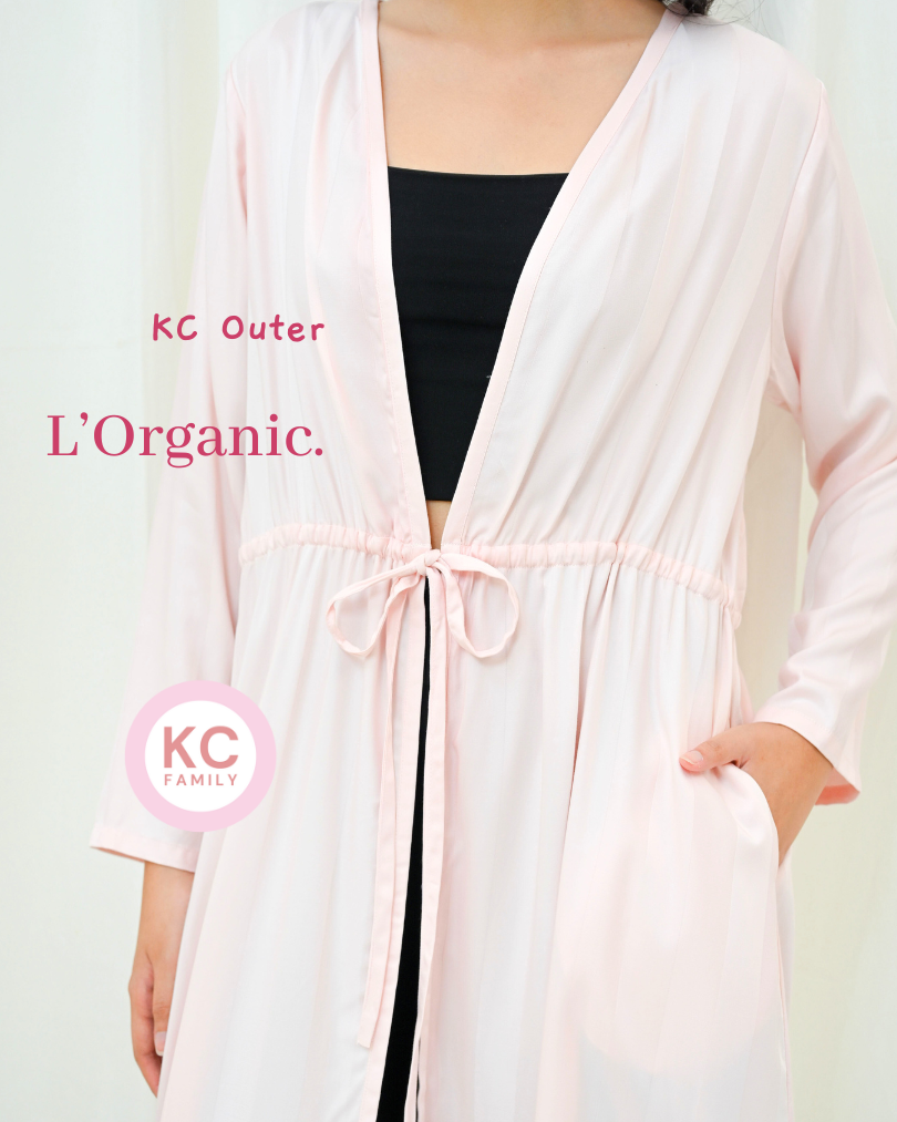 KC Outer in Champagne Strips Homedress Sleepdress Lengan Panjang