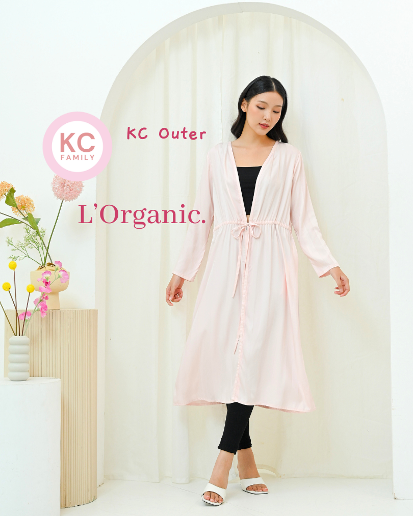 KC Outer in Champagne Strips Homedress Sleepdress Lengan Panjang