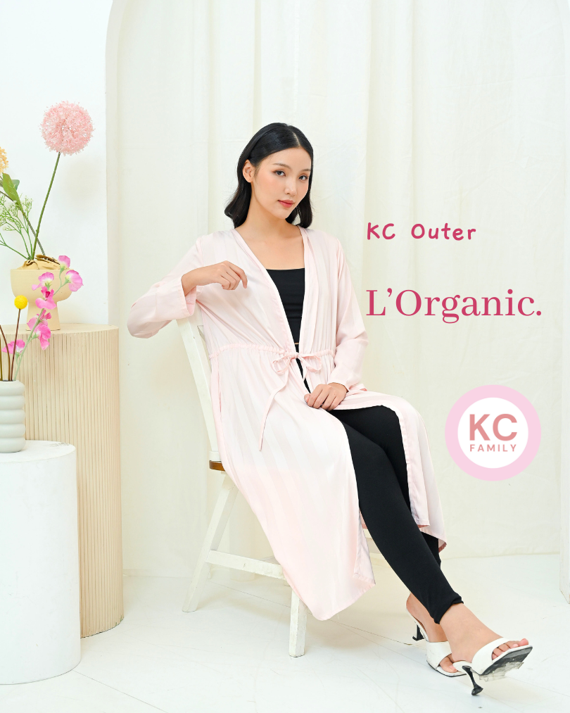 KC Outer in Champagne Strips Homedress Sleepdress Lengan Panjang