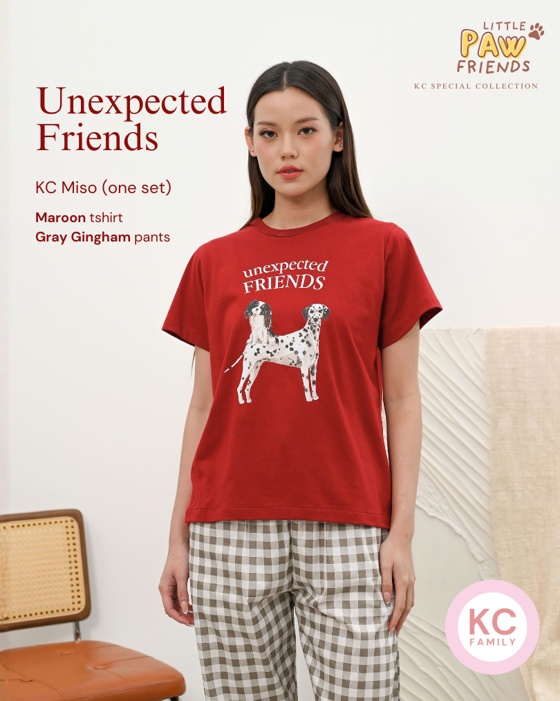KC Miso In Unexpected Friends Baju Kaos dengan Celana Pendek Piyama Kaos