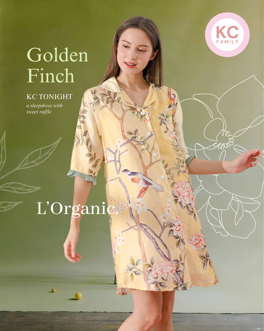 KC Tonight in Golden Finch Daster Wanita Baju Tidur Lengan 3/4